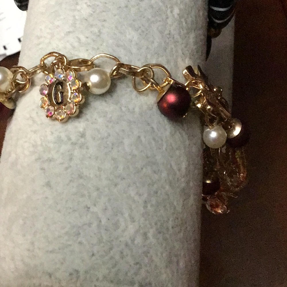 GUESS ROSE GOLD TWO ROW SLIDER CHARM BRACELET - Picture 5 of 9